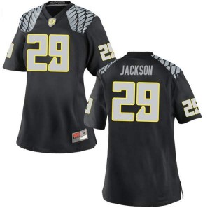 #29 Adrian Jackson Ducks Women's Football Replica Official Jerseys Black