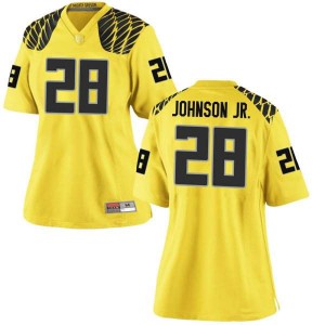 #28 Andrew Johnson Jr. Oregon Women's Football Game Embroidery Jerseys Gold
