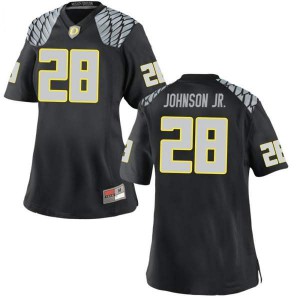 #28 Andrew Johnson Jr. Oregon Ducks Women's Football Replica Stitch Jersey Black