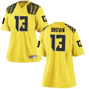 #13 Anthony Brown Ducks Women's Football Replica NCAA Jersey Gold