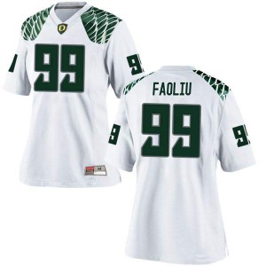 #99 Austin Faoliu Ducks Women's Football Replica Stitch Jersey White