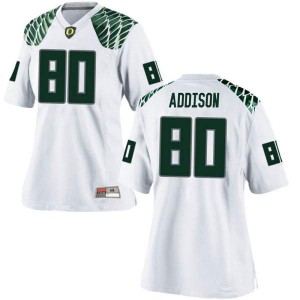 #80 Bryan Addison University of Oregon Women's Football Game Official Jerseys White