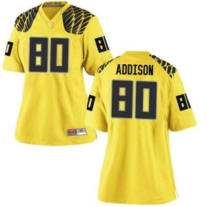 #80 Bryan Addison Ducks Women's Football Replica Stitched Jersey Gold
