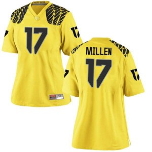 #17 Cale Millen University of Oregon Women's Football Game Embroidery Jersey Gold