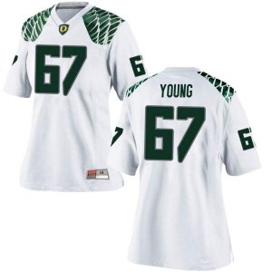 #67 Cole Young Oregon Women's Football Game Embroidery Jerseys White