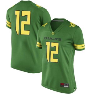 #12 DJ James UO Women's Football Game Stitched Jersey Green