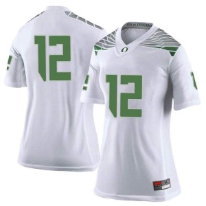 #12 DJ James Oregon Women's Football Limited Stitch Jerseys White