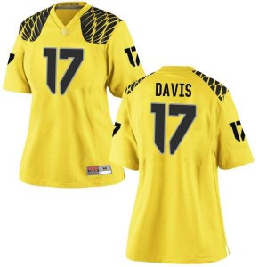 #17 Daewood Davis Ducks Women's Football Game High School Jerseys Gold
