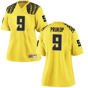 #9 Dakota Prukop University of Oregon Women's Football Game Embroidery Jerseys Gold
