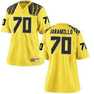 #70 Dawson Jaramillo Oregon Ducks Women's Football Game Embroidery Jerseys Gold