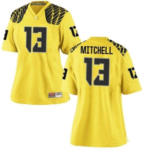 #13 Dillon Mitchell University of Oregon Women's Football Game Football Jersey Gold