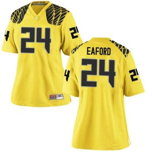 #24 Ge'mon Eaford Ducks Women's Football Game Stitched Jersey Gold