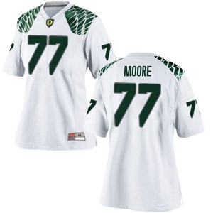 #77 George Moore Ducks Women's Football Game Stitch Jersey White