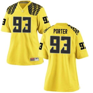 #93 Isaia Porter University of Oregon Women's Football Replica Stitched Jersey Gold