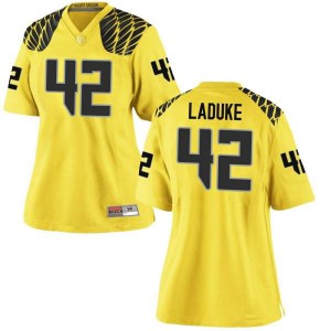#42 Jackson LaDuke UO Women's Football Game Player Jerseys Gold
