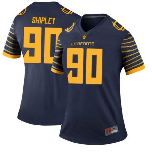 #90 Jake Shipley Oregon Ducks Women's Football Legend University Jerseys Navy