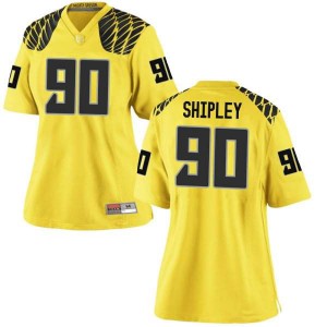 #90 Jake Shipley Oregon Women's Football Replica Stitch Jersey Gold