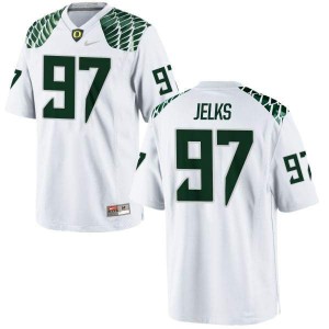 #97 Jalen Jelks Oregon Ducks Women's Football Limited University Jerseys White