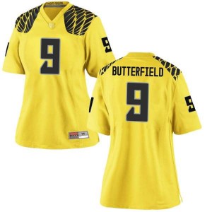 #9 Jay Butterfield Ducks Women's Football Game Player Jerseys Gold