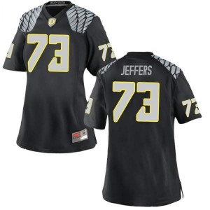 #73 Jaylan Jeffers Ducks Women's Football Replica Stitch Jerseys Black