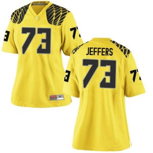 #73 Jaylan Jeffers Oregon Ducks Women's Football Replica Embroidery Jerseys Gold