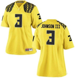 #3 Johnny Johnson III Oregon Ducks Women's Football Game Stitch Jerseys Gold