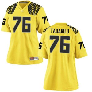 #76 Jonah Tauanu'u UO Women's Football Game Embroidery Jerseys Gold