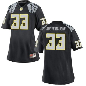#33 Jordan Adeyemi-John Ducks Women's Football Replica Embroidery Jerseys Black
