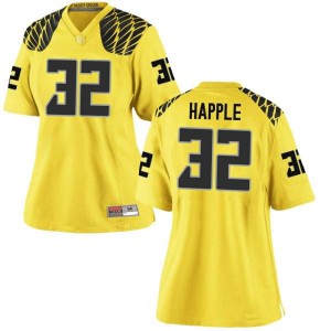 #32 Jordan Happle Oregon Ducks Women's Football Game University Jerseys Gold