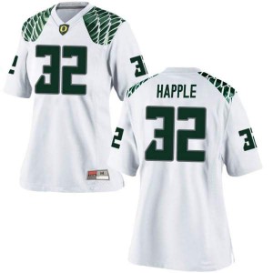 #32 Jordan Happle Ducks Women's Football Game Embroidery Jersey White