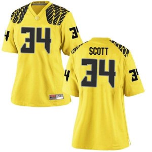 #34 Jordon Scott University of Oregon Women's Football Game Player Jerseys Gold