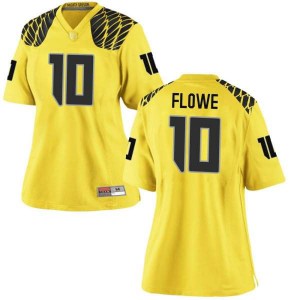 #10 Justin Flowe Ducks Women's Football Game Stitch Jerseys Gold