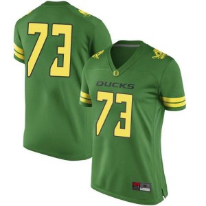 #73 Justin Johnson University of Oregon Women's Football Game Stitch Jersey Green