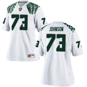 #73 Justin Johnson Ducks Women's Football Game Player Jerseys White
