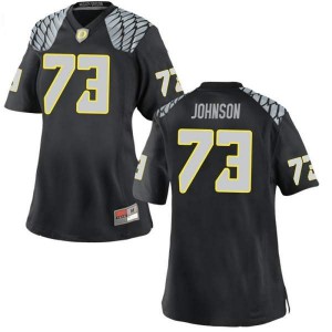 #73 Justin Johnson UO Women's Football Replica Football Jersey Black