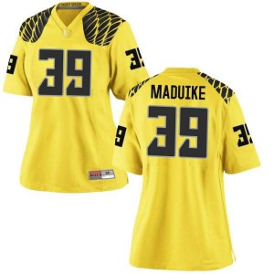 #39 KJ Maduike Ducks Women's Football Game Player Jerseys Gold
