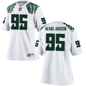 #95 Keyon Ware-Hudson University of Oregon Women's Football Replica Official Jerseys White