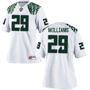 #29 Korbin Williams Ducks Women's Football Replica Stitched Jersey White