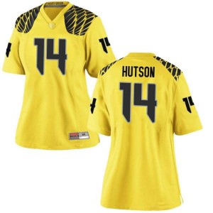 #14 Kris Hutson Ducks Women's Football Replica Football Jerseys Gold