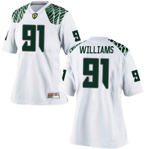 #91 Kristian Williams Ducks Women's Football Replica Player Jersey White