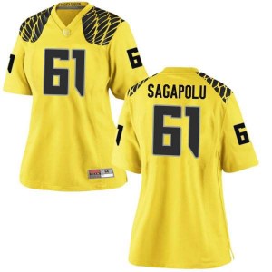 #61 Logan Sagapolu UO Women's Football Replica Stitch Jerseys Gold