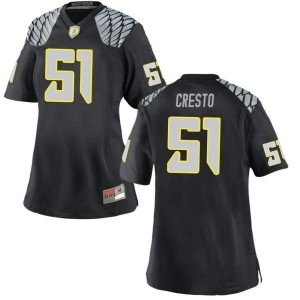 #51 Louie Cresto Oregon Women's Football Replica Stitched Jerseys Black