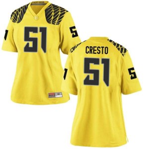 #51 Louie Cresto Oregon Ducks Women's Football Replica Stitch Jerseys Gold