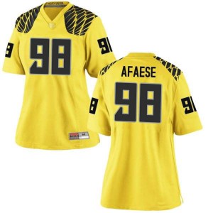 #98 Maceal Afaese Oregon Women's Football Game Stitch Jerseys Gold