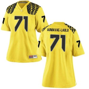 #71 Malaesala Aumavae-Laulu Ducks Women's Football Game Player Jerseys Gold