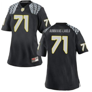 #71 Malaesala Aumavae-Laulu Oregon Ducks Women's Football Replica Stitched Jerseys Black
