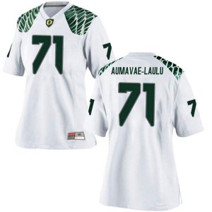 #71 Malaesala Aumavae-Laulu Ducks Women's Football Replica High School Jersey White