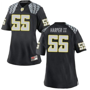 #55 Marcus Harper II Oregon Ducks Women's Football Game Stitch Jerseys Black