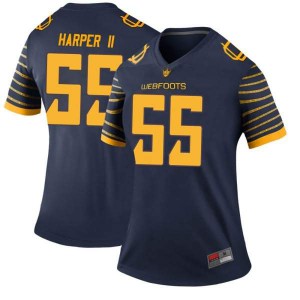 #55 Marcus Harper II Oregon Ducks Women's Football Legend Football Jersey Navy