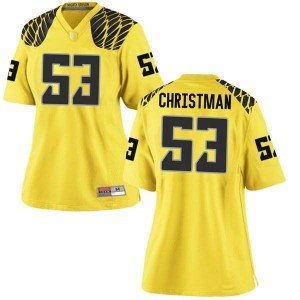 #53 Matt Christman Oregon Women's Football Replica Stitch Jerseys Gold
